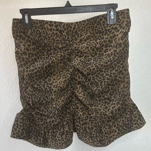 Zara Skirt animal print corduroy ruffle skirt size medium